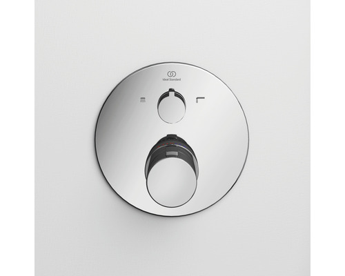 Ideal Standard Logo. Aufputz Duschthermostat mit zwei runden Drehknöpfen.