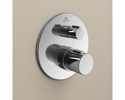 Ideal Standard Logo. Aufputz Duscharmatur mit zwei Reglern.