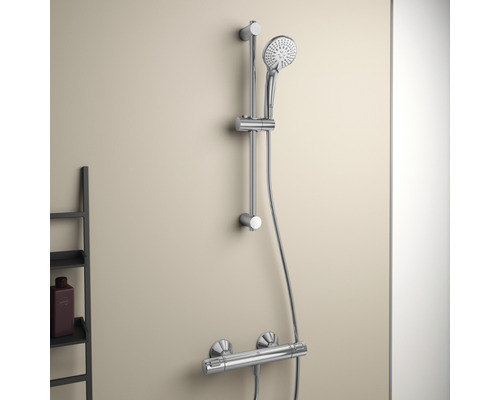 Duschsystem mit Thermostat und Handbrause an einer Stange