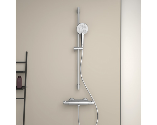 Duscharmatur mit Thermostat und Brausestange zur Wandmontage