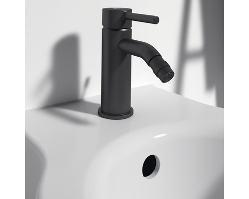 Robinet de bidet en métal sur un lavabo