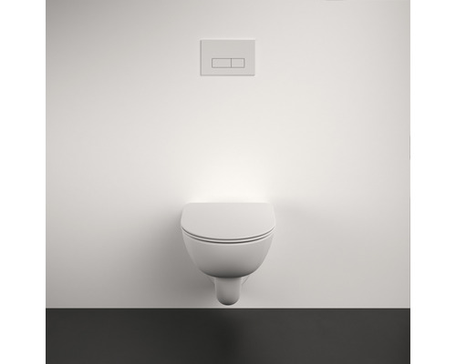 WC suspendu avec réservoir de chasse sur un mur de salle de bain