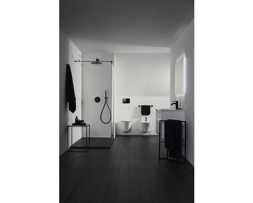 Salle de bains avec douche, toilettes, bidet et lavabo