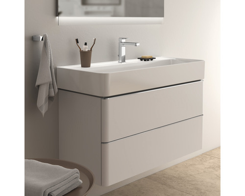 Waschtisch mit Unterschrank und zwei Schubladen im Badezimmer.