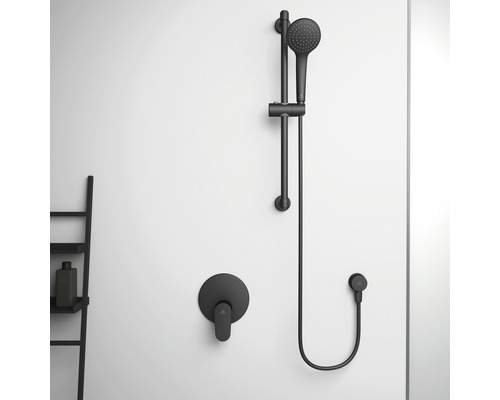 Brausegarnitur mit Handbrause, Brausestange und Thermostatarmatur für die Dusche