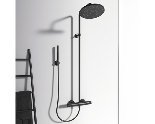 Aufputz Duschsystem mit Kopfbrause, Handbrause und Thermostatarmatur