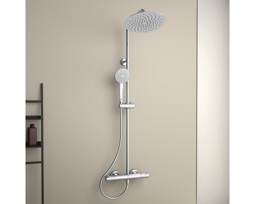 Système de douche avec pomme de tête, douchette à main et mitigeur thermostatique