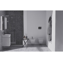 Badezimmer mit Dusche, Waschbecken, Bidet und Toilette