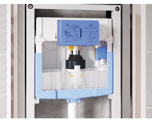 Bâti-support pour WC suspendu avec réservoir de chasse et plaque de commande