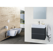 Modernes Badezimmer mit wandhängendem WC, Bidet und Waschtisch mit Unterschrank