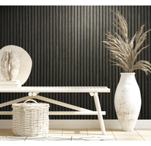 Vliestapete 33961 Botanica 3D Holz-Optik schwarz anthrazit
