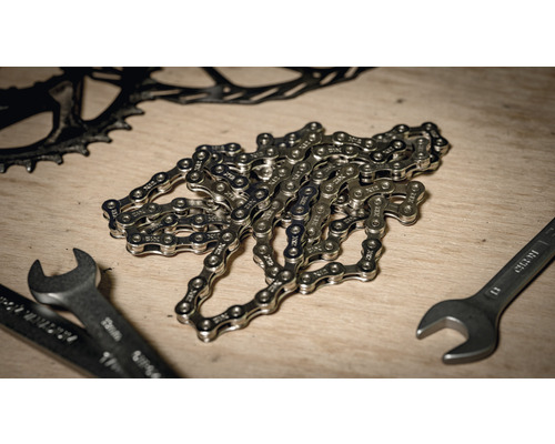 Chaîne de vélo avec clés et plateau