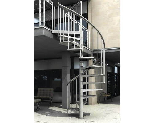 Aussentreppe Wendeltreppe aus Metall im Aussenbereich.