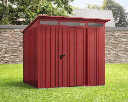 Abri de jardin Hörmann EcoStar Trend-P type 2 RAL3004 porte à un vantail 247,9 x 283,4 cm rouge