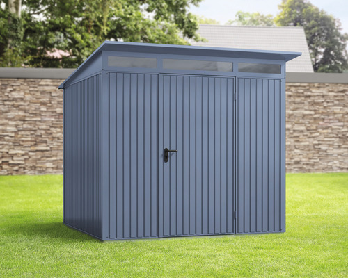 Abri de jardin Hörmann EcoStar Trend-P type 2 RAL5014 porte à un vantail 247,9 x 283,4 cm bleu