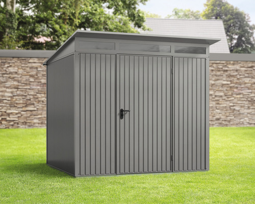 Abri de jardin Hörmann EcoStar Trend-P type 2 RAL9007 porte à un vantail 247,9 x 283,4 cm gris