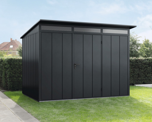 Abri de jardin Hörmann EcoStar Elegant-P type 3 RAL7016 porte à un vantail 312,7 x 283,4 cm anthracite