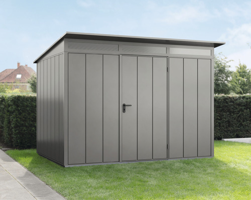 Abri de jardin Hörmann EcoStar Elegant-P type 3 RAL9007 porte à un vantail 312,7 x 283,4 cm gris