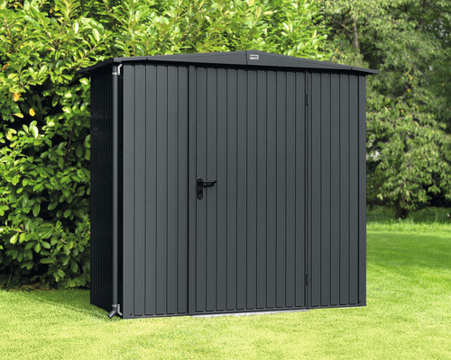 Abri de jardin Hörmann EcoStar Trend-S type 1 RAL7016 porte à un vantail 258,8 x 121,3 cm anthracite