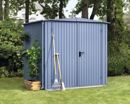 Abri de jardin Hörmann EcoStar Trend-S type 2 RAL5014 porte à deux vantaux 258,8 x 247,7 cm bleu