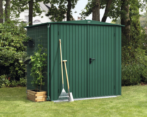 Abri de jardin Hörmann EcoStar Trend-S type 2 RAL6005 porte à deux vantaux 258,8 x 247,7 cm vert