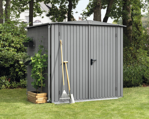 Abri de jardin Hörmann EcoStar Trend-S type 2 RAL9007 porte à deux vantaux 258,8 x 247,7 cm gris