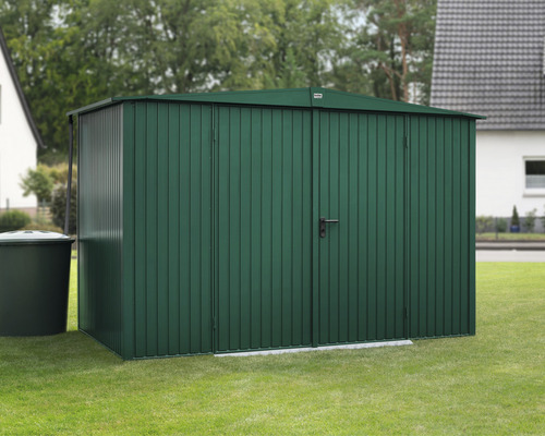 Abri de jardin Hörmann EcoStar Trend-S type 3 RAL6005 porte à deux vantaux 302,8 x 238 cm vert