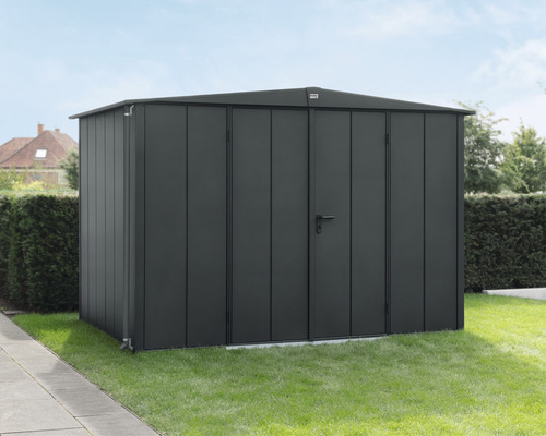 Abri de jardin Hörmann EcoStar Elegant-S type 3 RAL7016 porte à deux vantaux 323,6 x 247,7 cm anthracite