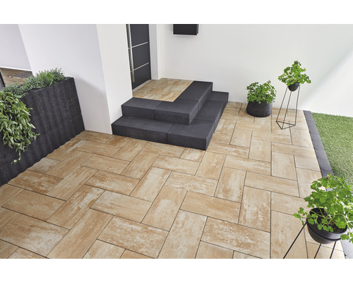 Dalle de terrasse en béton Crescendo Trend mélange blanc-Sahara 50 x 25 x 5 cm