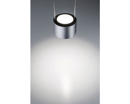 Lampe suspendue avec abat-jour cylindrique et source de lumière vive
