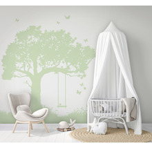Fototapete Vlies 45879 Kids Walls Baum mit Schaukel grün 4-tlg. 270 x 212 cm