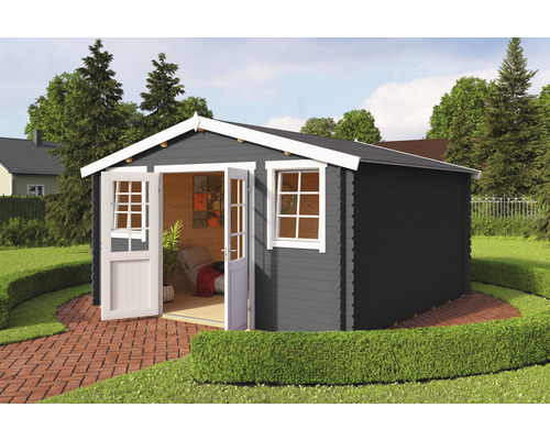 Abri de jardin Wels 4 porte à deux vantaux avec plancher 425,1 x 410 cm gris carbone Abri de jardin Wels 4 porte à deux vantaux avec plancher 425,1 x 410 cm gris carbone