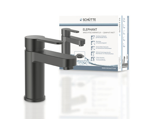Schütte Elephant Waschtischarmatur Graphit Matt mit Verpackung