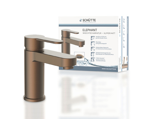 Waschtischarmatur in Kupfer matt von Schütte mit Verpackung