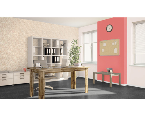 Bureau lumineux avec bureau, étagère et décorations