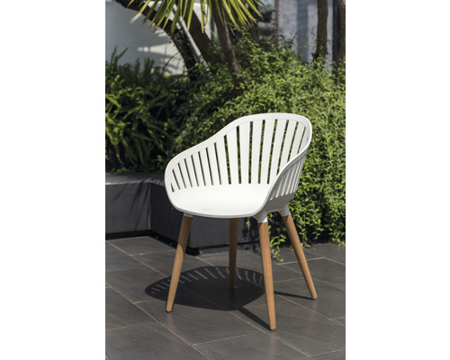 Chaise de jardin avec accoudoirs, pieds en bois