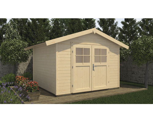 Gartenhaus weka 122 Gr. 1 inkl. Fußboden 285 x 239 cm natur Gartenhaus aus Holz mit Doppeltür und Fenstern