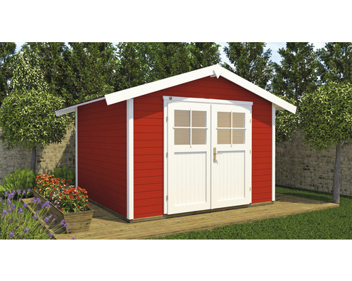 Abri de jardin weka 122 Taille 1 avec plancher 241 x 205 cm rouge de falun