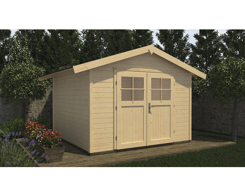 Gartenhaus weka 122 Gr. 2 inkl. Fußboden 285 x 270 cm natur Gartenhaus aus Holz mit Doppeltür und Fenstern