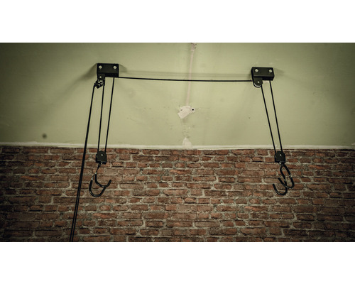 Fahrradlift zur Deckenmontage mit Seilzugsystem und Haken