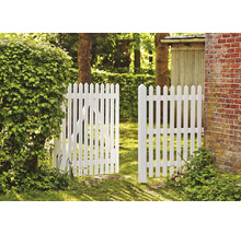 Offener, weißer Gartenzaun aus Holz