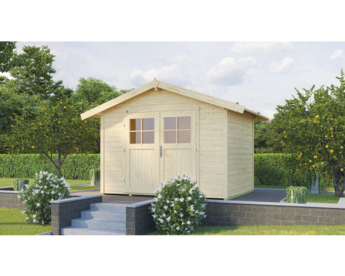 Gartenhaus weka 122 Gr. 4 inkl. Fußboden 380 x 274 cm natur Holzgartenhaus mit Doppeltür und Fenstern im Garten