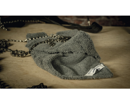 Chiffon de nettoyage gris en microfibre avec chaîne de vélo