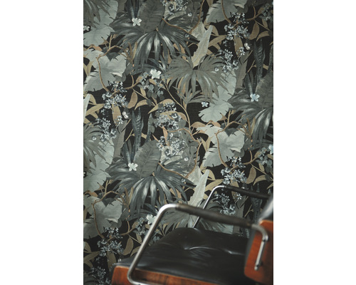 Papier peint avec motif de plantes tropicales et feuilles