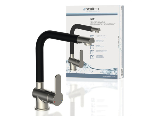 Schütte Rio Küchenarmatur in Edelstahloptik und Schwarz Matt