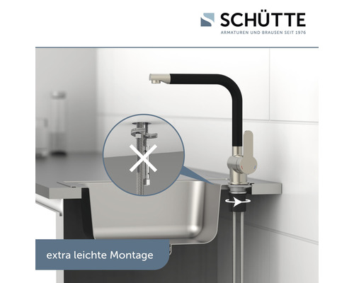 Küchenarmatur mit flexibler Montage und Schütte Logo