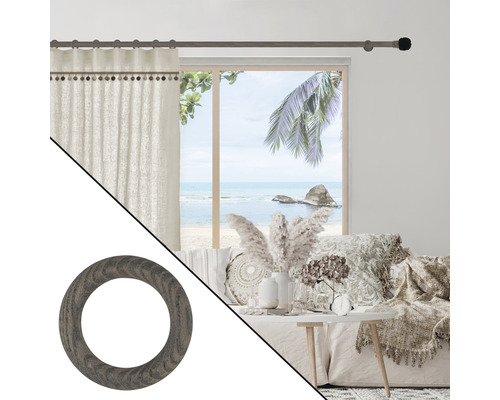 Barre à rideaux décorative avec anneaux de rideaux et décoration de salon