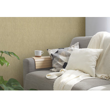 Papier peint intissé 38612-3 #Hygge structure tissu raphia jaune