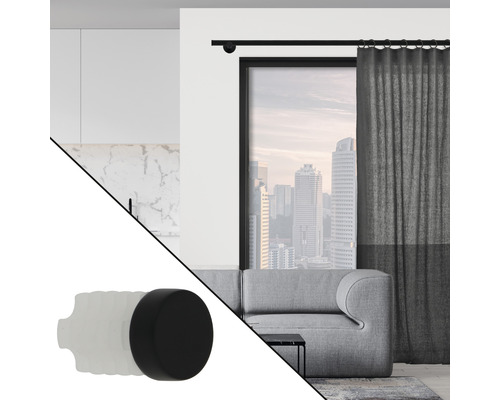 Tringle à rideaux avec embout dans un appartement