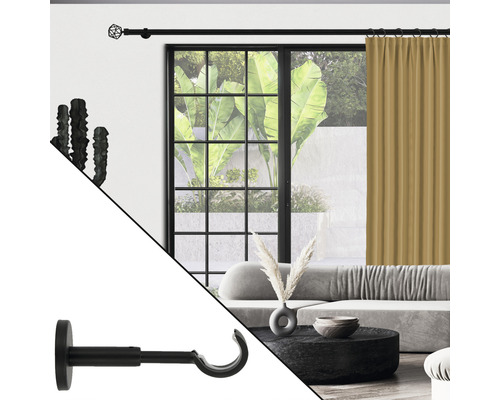 Gardinenstange mit Endstück und Gardinenstangenhalterung